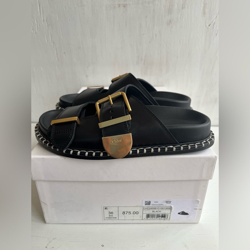 Chloé Rebecca Slide Sandal- Black size 36 - Picture 13 of 14